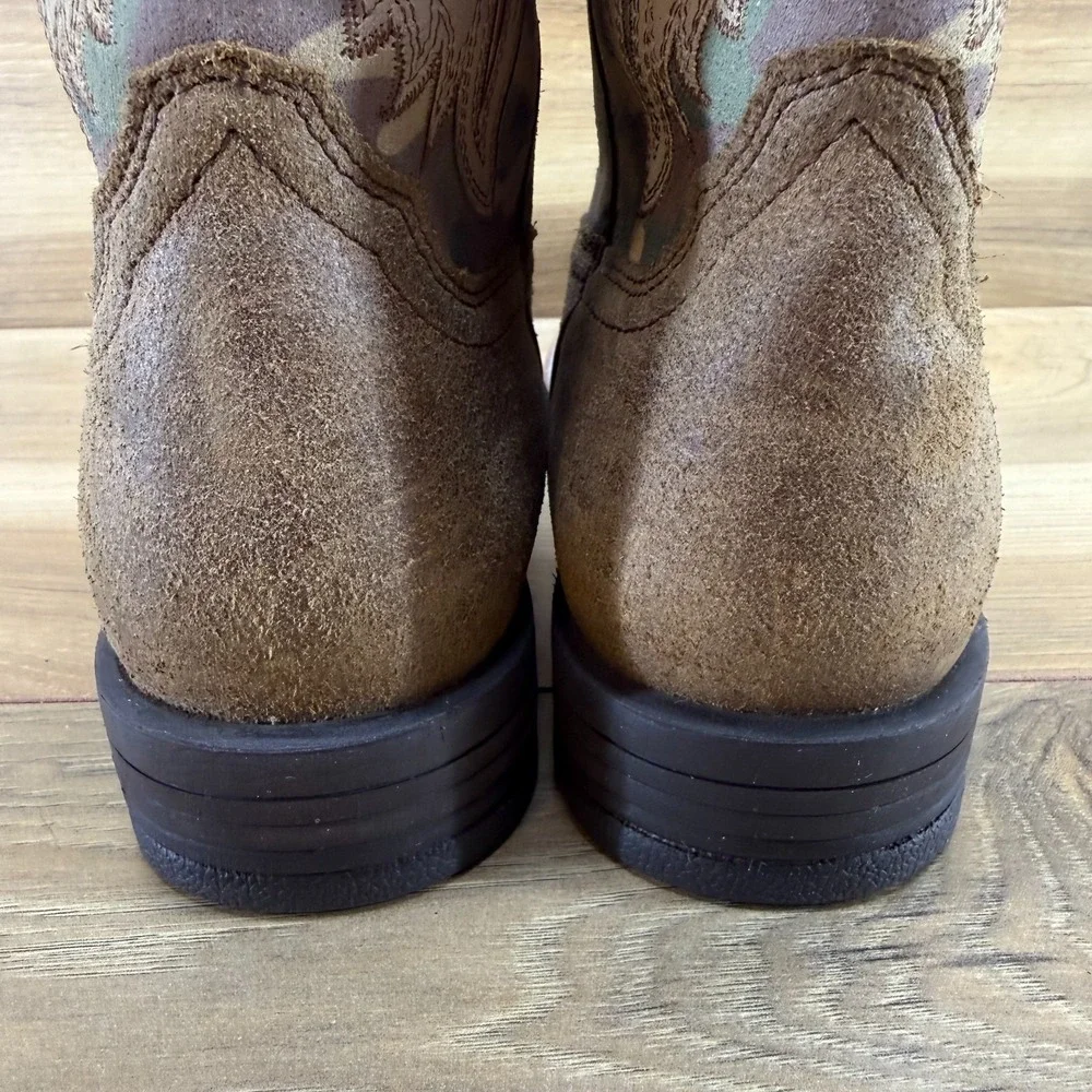 Ariat Lonestar Western Boots Boys 3.5 Square Toe Rodeo Ranch Tan Camo